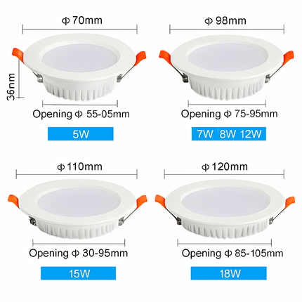 Lot de 10 spots LED encastrables 5W à 18W pour intérieur — LZ4X7J