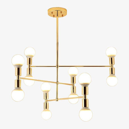 Lustre design en métal doré et lampes en boule