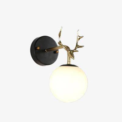 Applique murale dorée avec cornes de cerf et boule en verre — LZ4X9T1