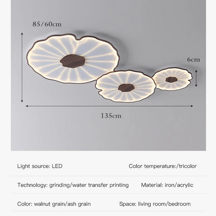 Plafonnier LED moderne en métal design feuille de lotus pour salon et chambre — LZ4X9P2