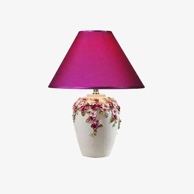 Lampe de chevet à poser moderne avec abat-jour en tissu floral multicolore — LZ4X9P2