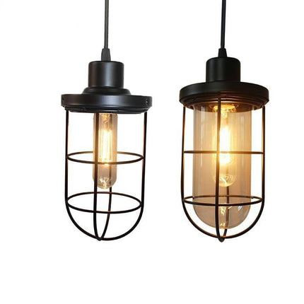 Suspension LED rétro avec cage métallique style industriel — LZ4X9P