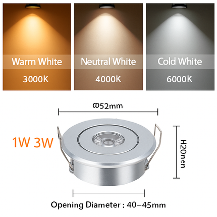 Lot de 6 spots LED encastrables dimmables 3W et 1W en aluminium 52mm — LZ4X9M