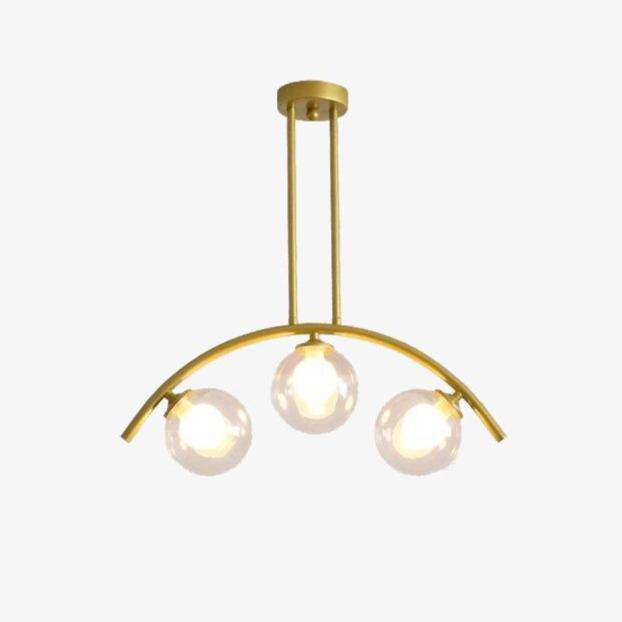 Lustre LED doré à bras arrondi et boules en verre — LZ4G7X