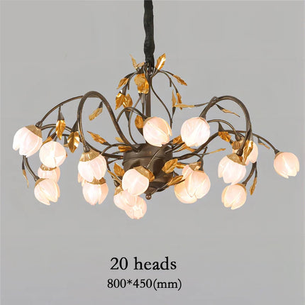 Lustre antique avec abat-jour tulipe en verre — LZ4X9P