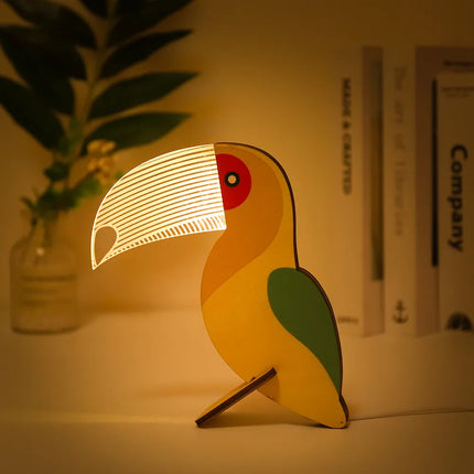 Lampe de chevet LED enfant en bois et acrylique avec veilleuse USB — LZ4X9P2