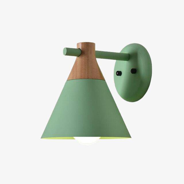 Applique murale moderne à LED en bois avec abat-jour coloré Macaron