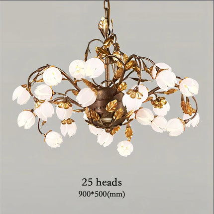 Lustre antique avec abat-jour tulipe en verre — LZ4X9P