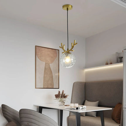 Suspension vintage en verre avec finition plaqué or — LZ4X9M2