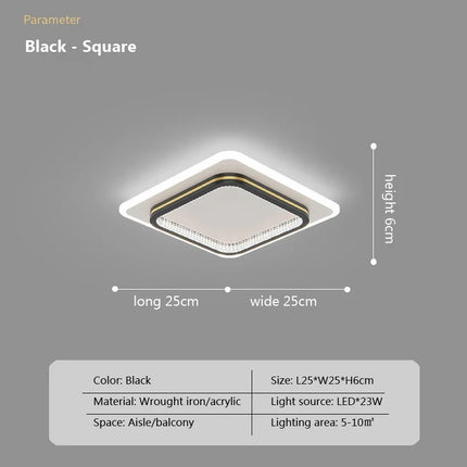 Plafonnier LED moderne avec télécommande pour salon et couloir — LZQ7X2F