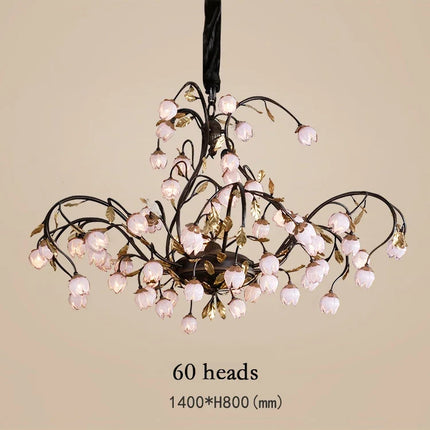 Lustre antique avec abat-jour tulipe en verre — LZ4X9P