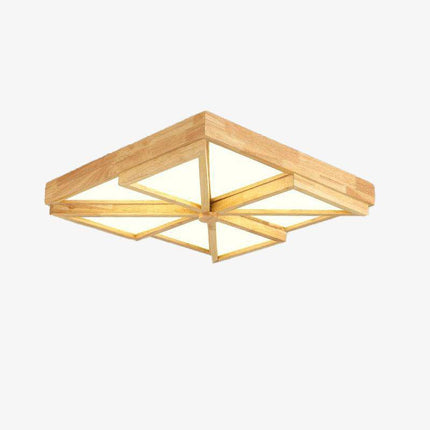 Plafonnier en bois design géométrique carré et triangles — LZ4X9J