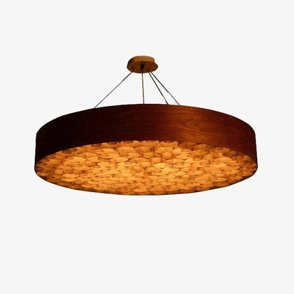 Suspension LED rétro cercle bois épais style lustre — LZ4D9XQ