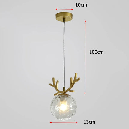 Suspension vintage en verre avec finition plaqué or — LZ4X9M2