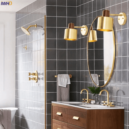 Applique murale LED avec abat-jour cylindrique doré design — LZ4X9P2