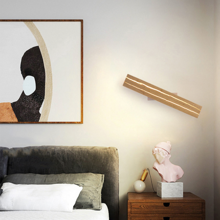 Applique murale LED rectangulaire en bois style scandinave — LZ4X9T2