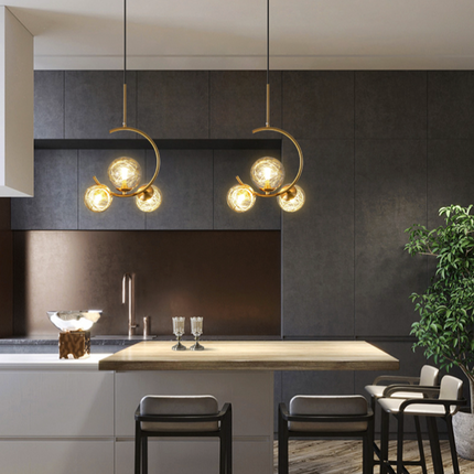 Suspension LED dorée avec cercle métallique design Shadow — LZ4X9P2