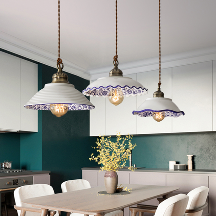 Suspension LED moderne avec abat-jour en céramique blanc Riya — LZ4X9P2