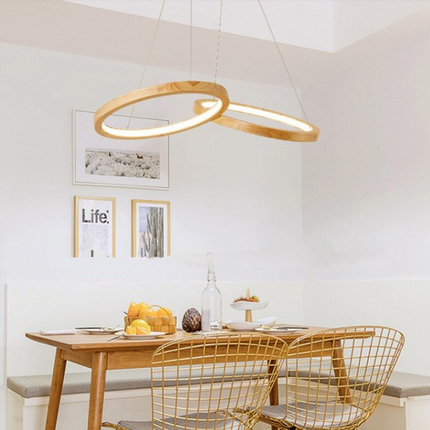Lustre suspension en bois cercle avec LED Botimi — LZ4P9XQ
