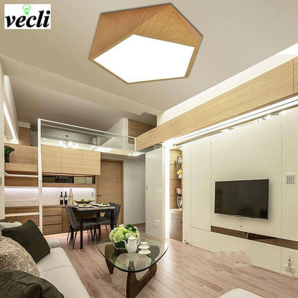 Plafonnier LED à effet bois design géométrique — LZ4X9T2