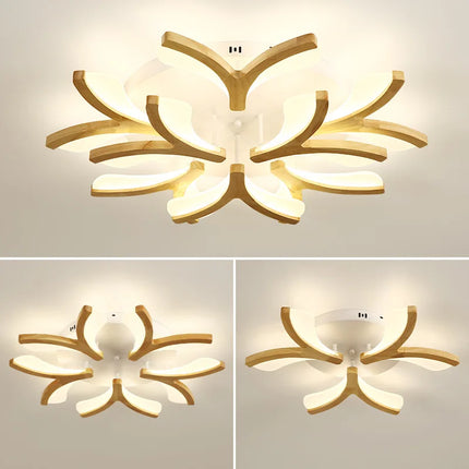 Plafonnier LED moderne en bois massif style nordique — LZ7FQ2