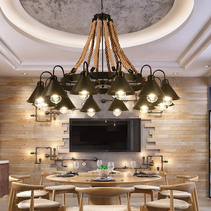 Lustre suspension industriel en fer forgé style rétro pour restaurant et bar — LZ4X9P2