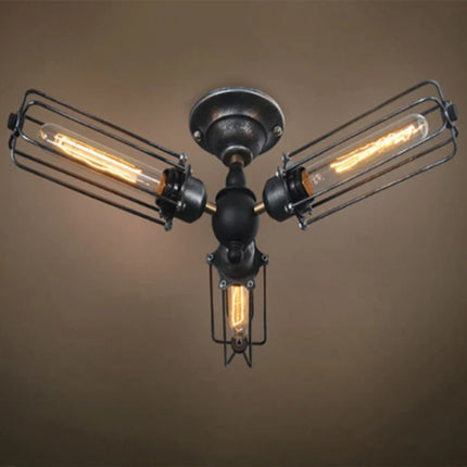 Plafonnier suspension industriel vintage avec cage métallique — LZ4X9J