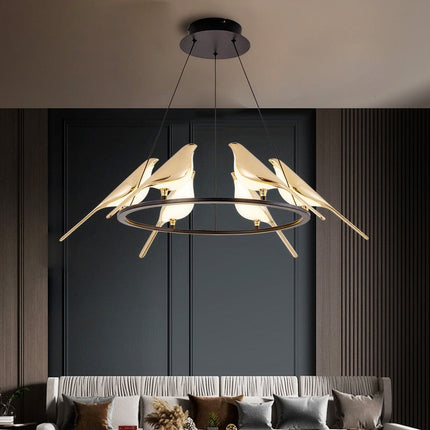 Lustre LED design en forme d’oiseaux dorés Pie — LZ4X9T