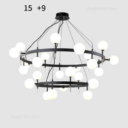 Lustre nordique en fer avec boule de verre LED pour restaurant — LZ4P9XQ