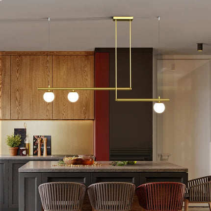 Lustre moderne en métal doré avec suspension en verre blanc — LZ4X9T2