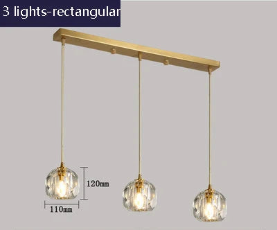 Suspension en cristal K9 et cuivre au design nordique créatif — LZ4B7X