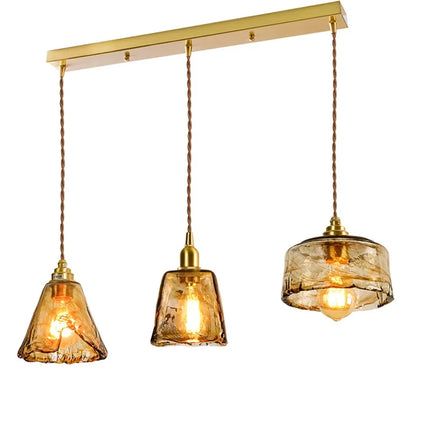 Suspension réglable style japonais bois et cuivre vintage — LZ4X9T2
