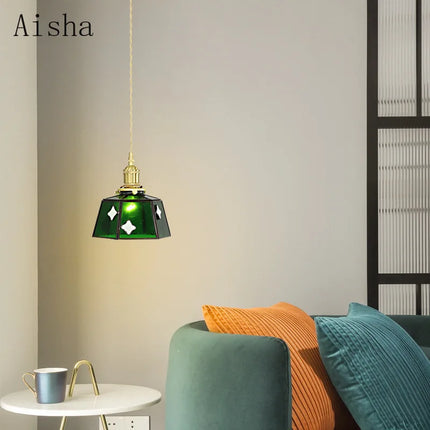 Suspension rétro en verre teinté style japonais pour intérieur — LZ4X9M
