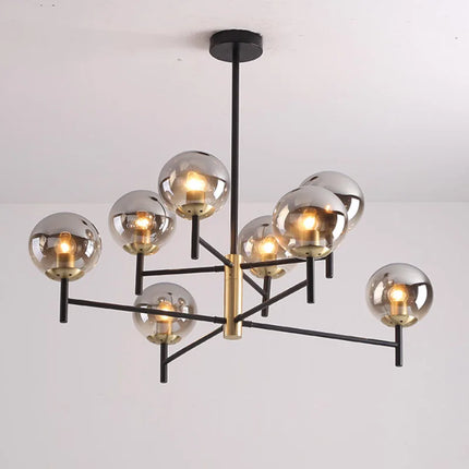 Lustre suspension industriel nordique 6 lumières ampoules en verre à bulles — LZ4X9T