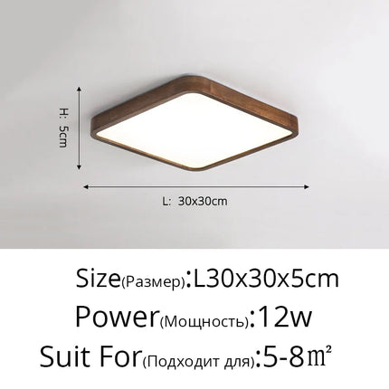 Plafonnier moderne LED bois acrylique