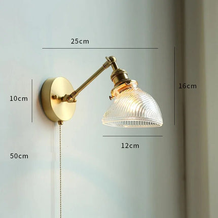 applique led moderne verre chaîne interrupteur nordique cuivre lumière