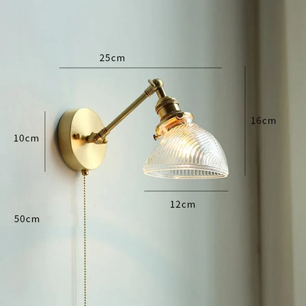 applique murale nordique moderne LED lampe à côté de l'interrupteur à chaîne chambre salle de bain miroir escalier lumière verre cuivre