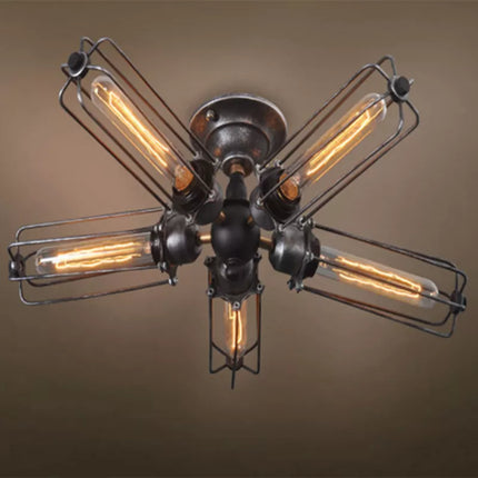 Plafonnier suspension industriel vintage avec cage métallique — LZ4X9J