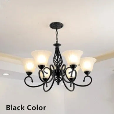 Lustre suspension en fer forgé avec abat-jour en verre vintage — LZ4P9XQ
