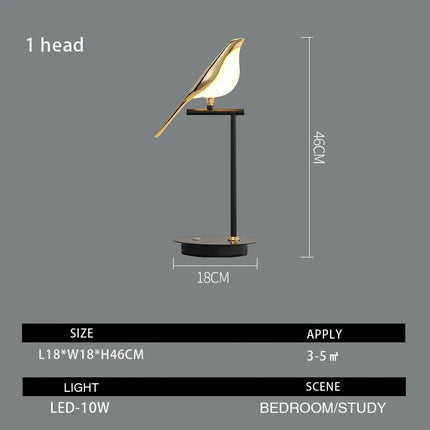 Lampadaire LED postmoderne oiseau doré galvanoplastie pour salon et chambre — LZ4X9J