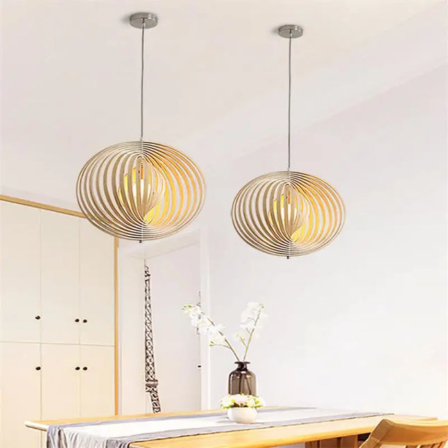 Lustre LED sphérique minimaliste en bois pour bureau nordique — LZ4X9T2