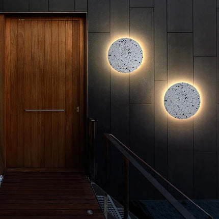 Applique murale LED ronde étanche pour jardin et terrasse en terrazzo et acrylique — LZ4X9P2