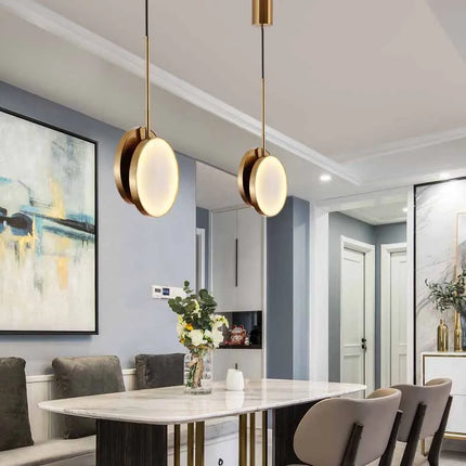 Suspension ronde à deux LED en marbre naturel pour intérieur — LZ4M9XQ