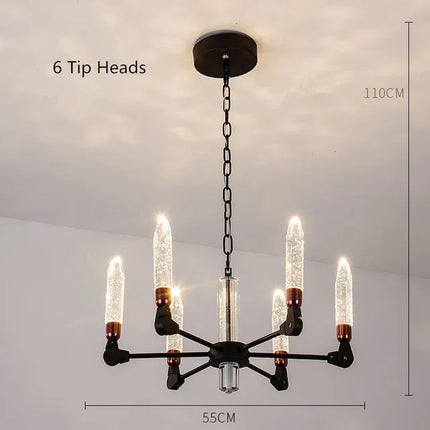 Lustre suspension nordique en fer et cristal moderne — LZ4X9V