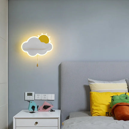 Applique murale LED pour enfants en métal avec tirette rose, bleu et blanc — LZ4X9Q7