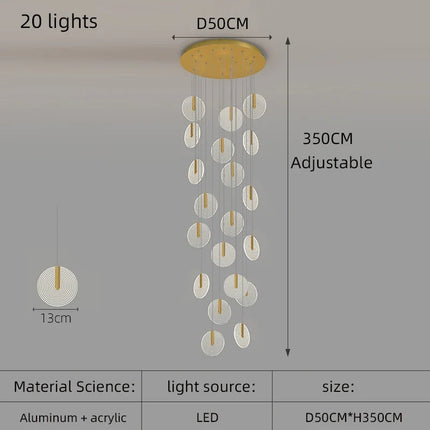 Lustre LED moderne pour escalier en colimaçon et plafond haut — LZ4X9P2