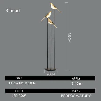 Lampadaire LED postmoderne oiseau doré galvanoplastie pour salon et chambre — LZ4X9J