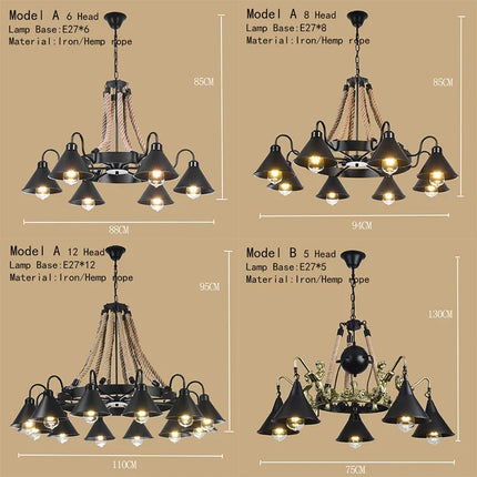 Lustre suspension industriel en fer forgé style rétro pour restaurant et bar — LZ4X9P2