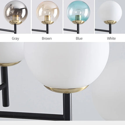 Lustre suspension industriel nordique 6 lumières ampoules en verre à bulles — LZ4X9T