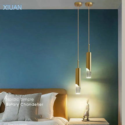 Suspension LED E27 noire et cuivre pour chambre et salon — LZ4X9P2